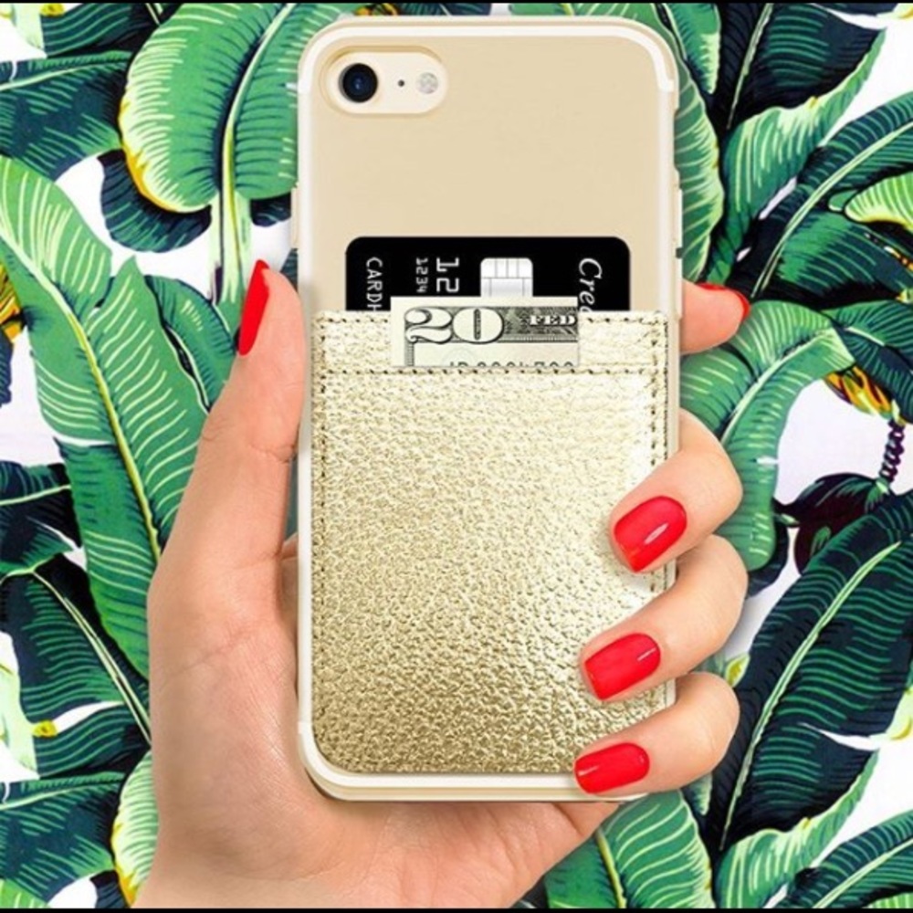 Gold Metallic Peel and Stick Cell Phone Pocket